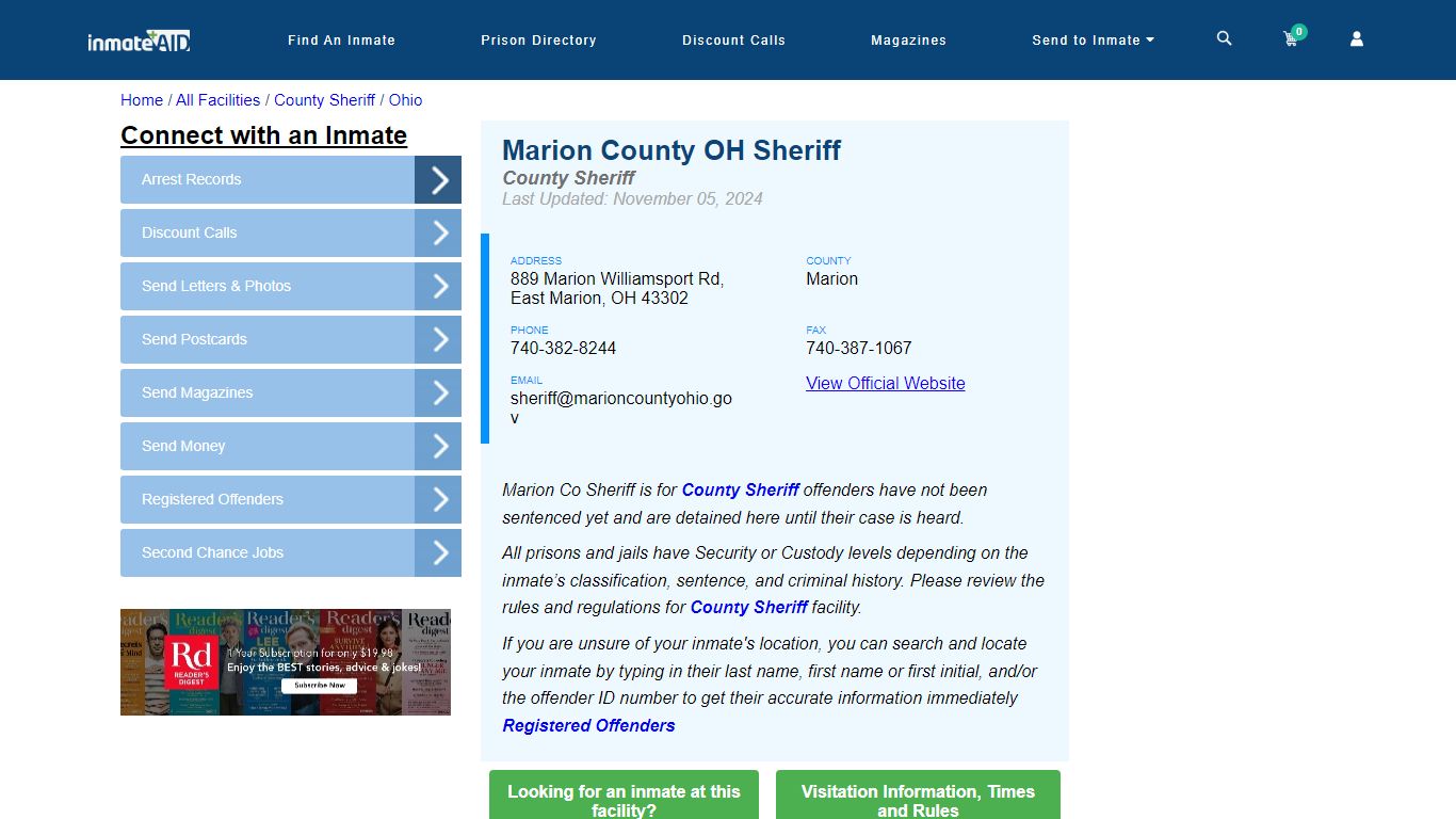 Marion County OH Sheriff & Arrest Search - InmateAid